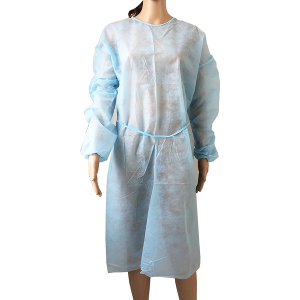 isolation gown blue elastic